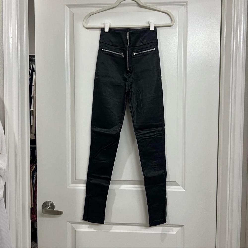 High-Waist Black Faux Leather Skinny Pants